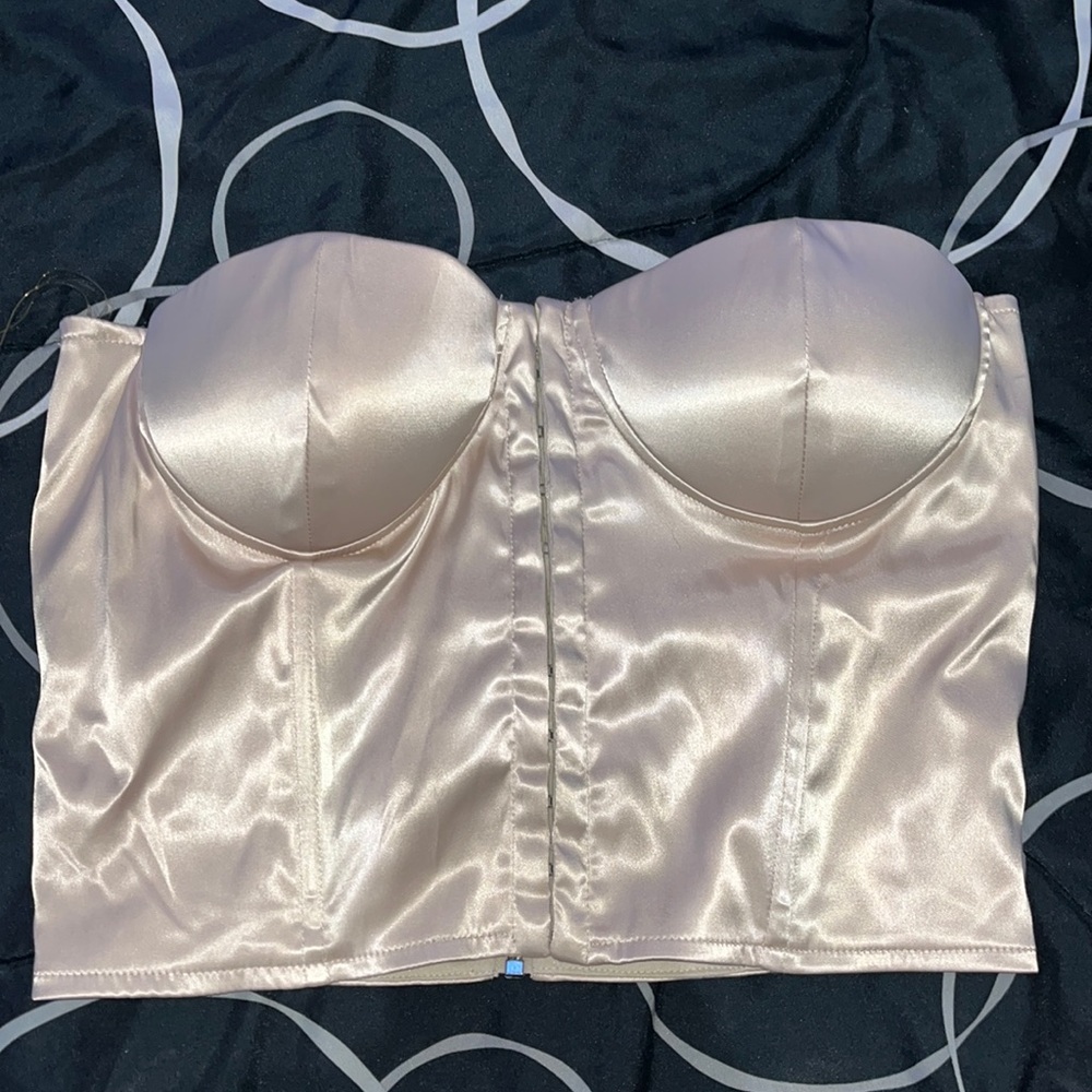 Champagne satin colored corset top